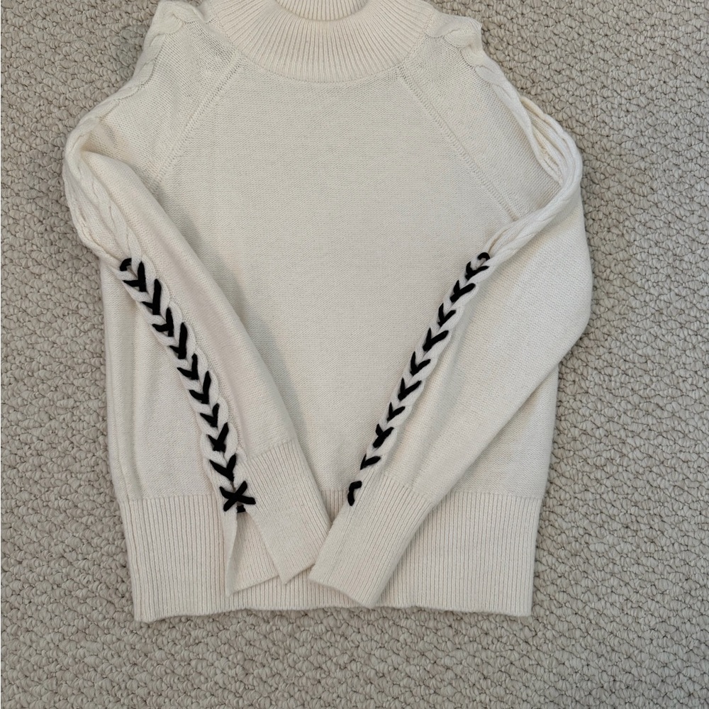 1. State Cream Turtleneck Sweater with Black Sleeve Detail